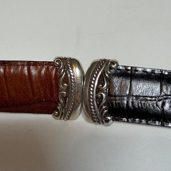 Brighton Reversible Leather Belt S 32 Black Brown Silver Western Scroll Vintage main image 10